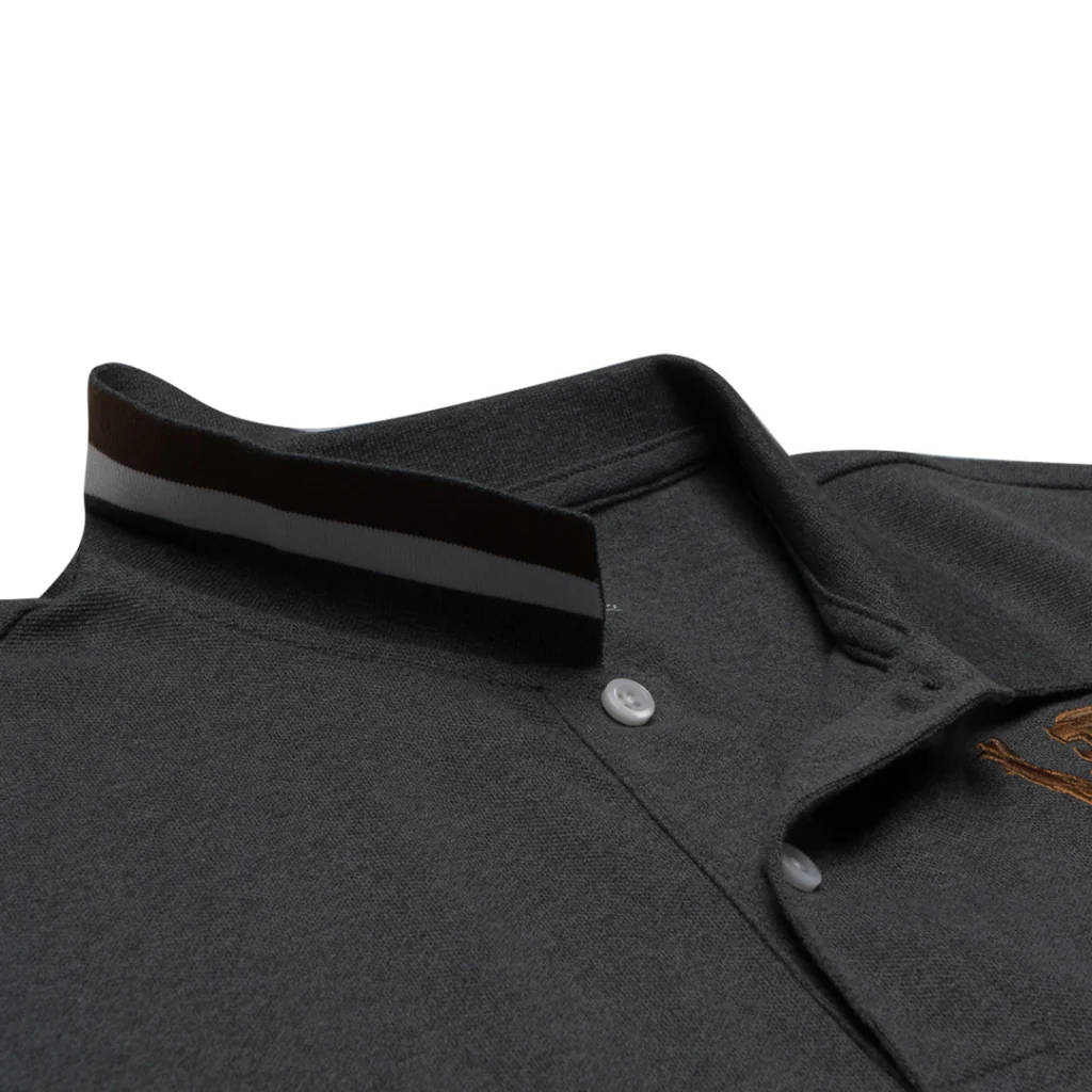 GIORDANO Men's 3D Lion Polo (01013222) - 41 - Melange Signature Grey - Image 3