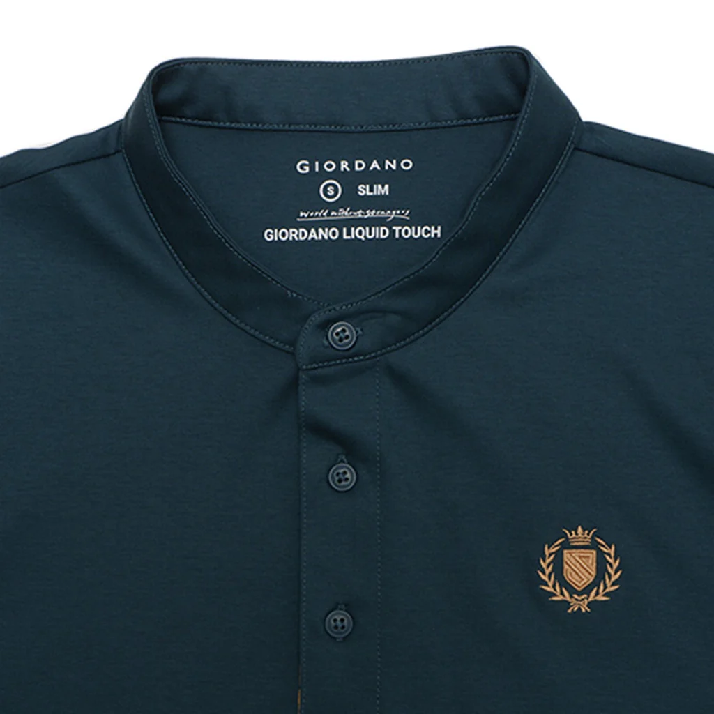 Men's Embroidery Henley Tee (01024644) - 04 - Emerald Green - Image 3