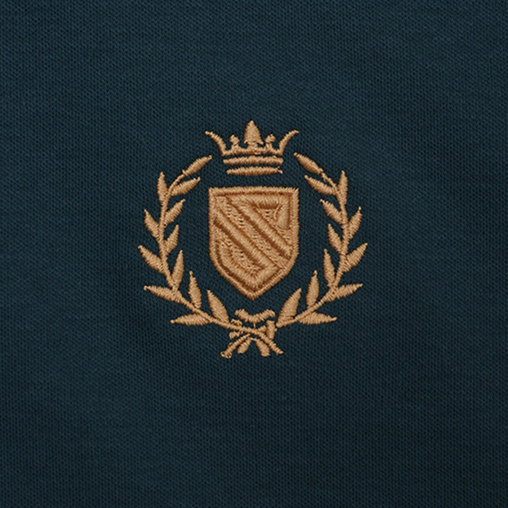 Men's Embroidery Henley Tee (01024644) - 04 - Emerald Green - Image 4