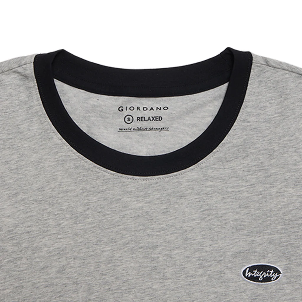 GIORDANO Men's Sorona Jersey Crew Neck Color Tee (01024646) - 62 - Mid Heather Grey/Signature Black - Image 4