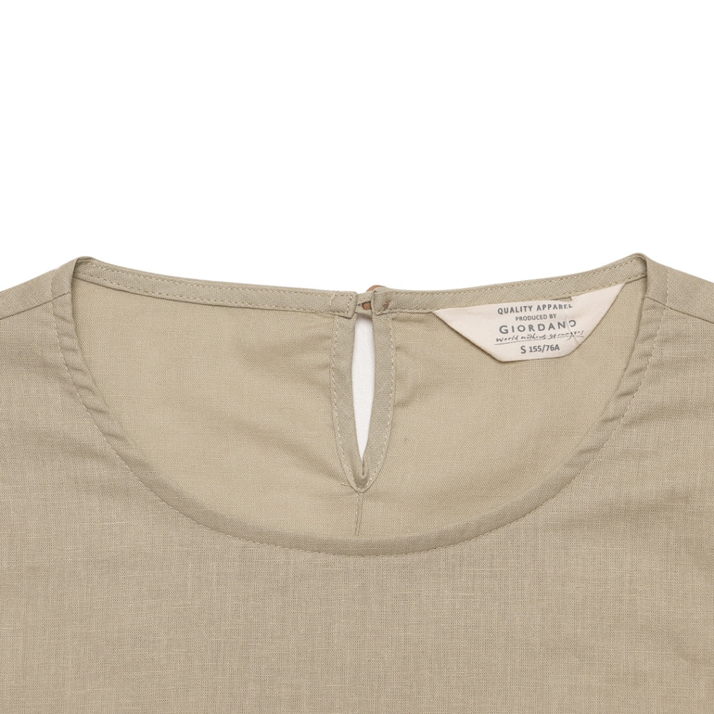 Women's Cotton Linen Poplin Round Neck Lace Shirt  (05344202) - 05 - Elm Green - Image 4