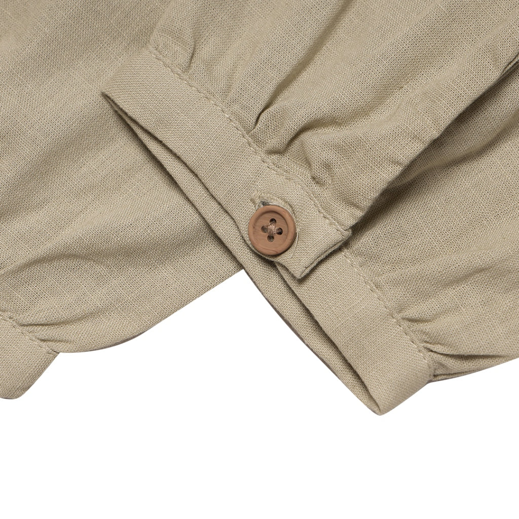 Women's Cotton Linen Poplin Round Neck Lace Shirt  (05344202) - 05 - Elm Green - Image 6