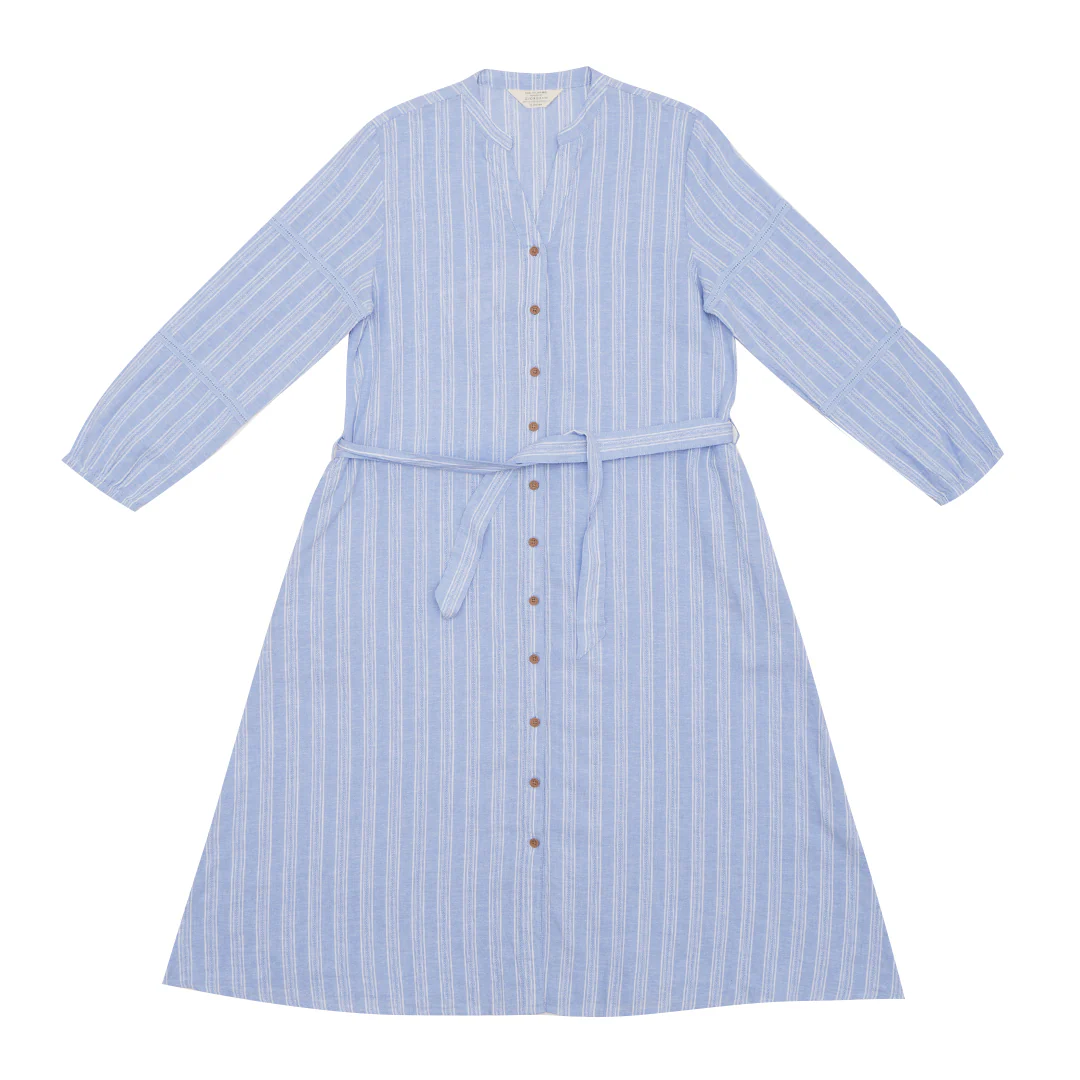 GIORDANO Women's Linen Cotton Dobby V Neck Long Sleeves Comfort Fit with Belt Dress (05465231) - Image 7