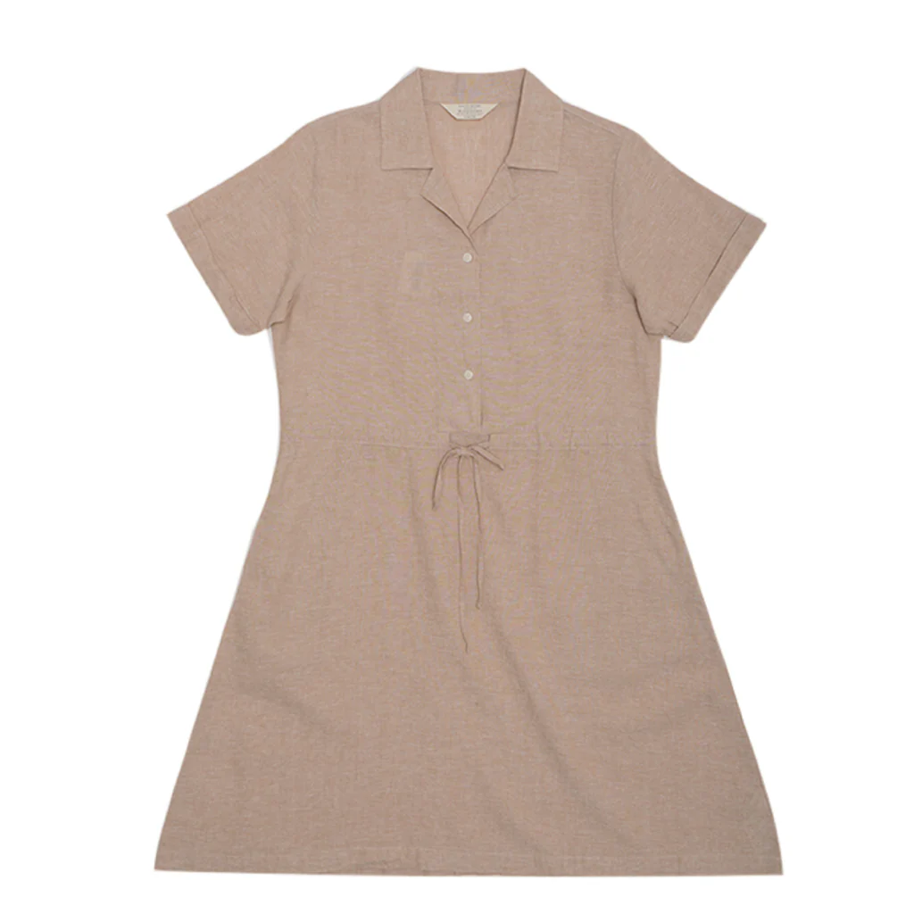 GIORDANO Women's Linen Cotton Poplin Notch Collar Comfort Fit with Belt Dress (05465242) - Image 16
