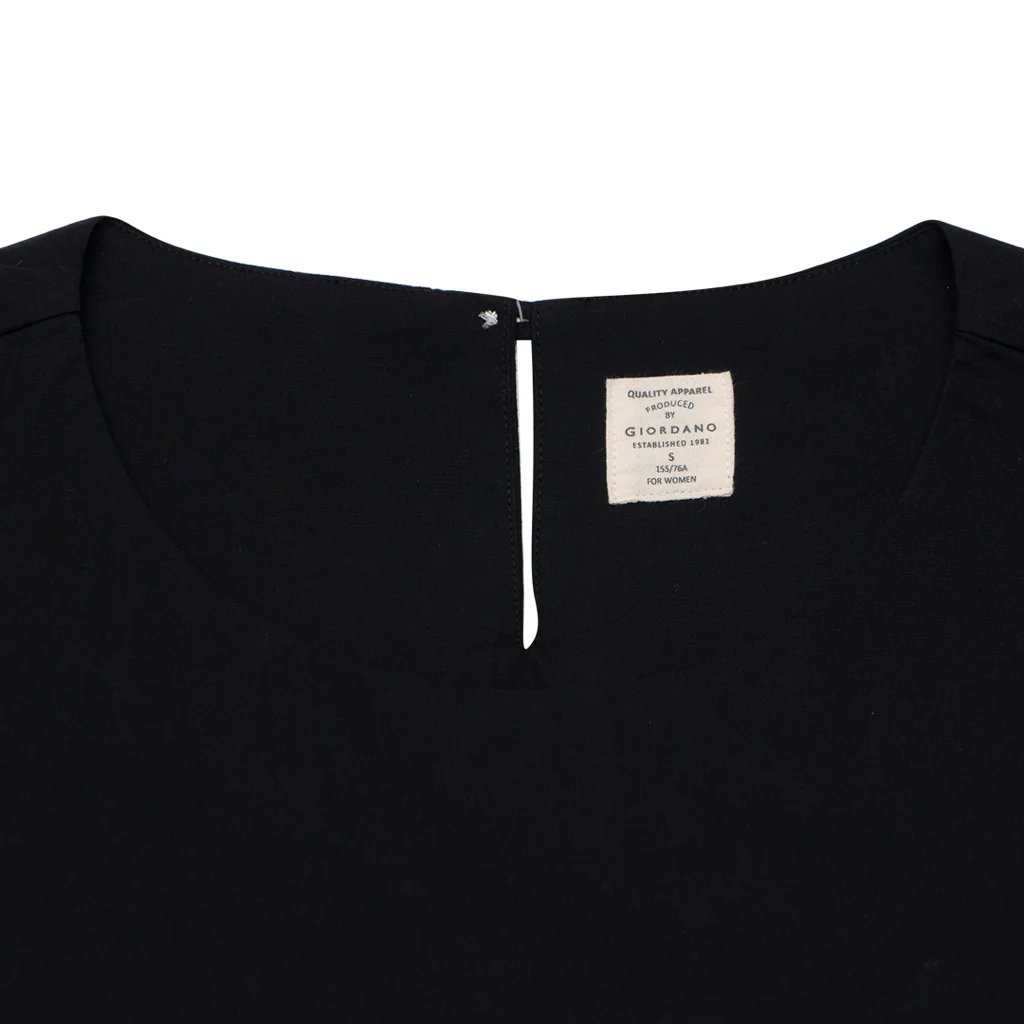GIORDANO Women's Poplin Round Neck Shirt (05343216) - 11 - Signature Black - Image 8