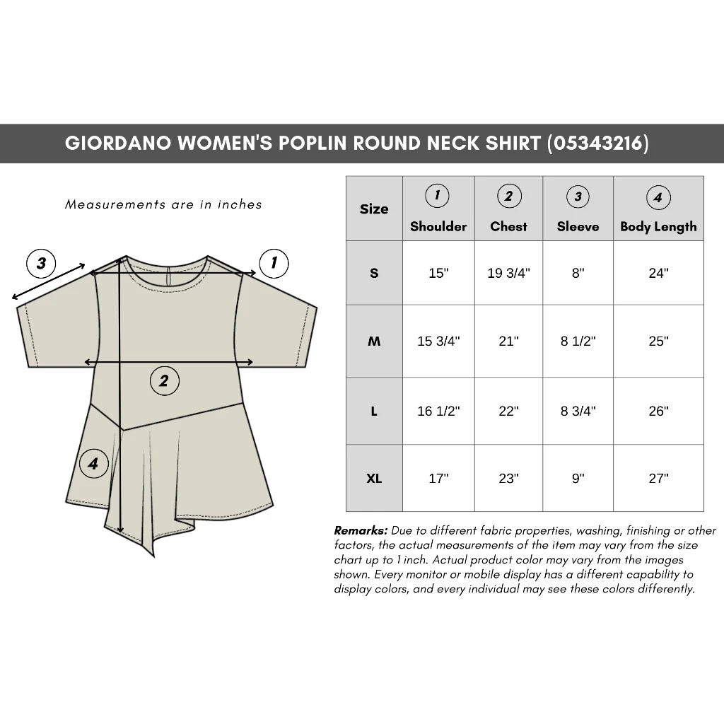 GIORDANO Women's Poplin Round Neck Shirt (05343216) - 11 - Signature Black - Image 9