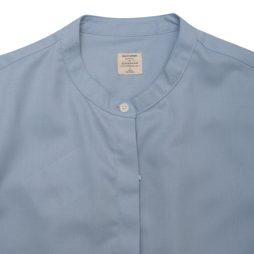 GIORDANO Women's Twill Round Neck Long Sleeves Boyfriend Fit Shirt (05345004) - Image 3