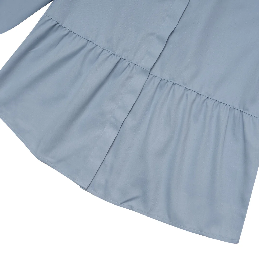 GIORDANO Women's Twill Round Neck Long Sleeves Boyfriend Fit Shirt (05345004) - Image 4